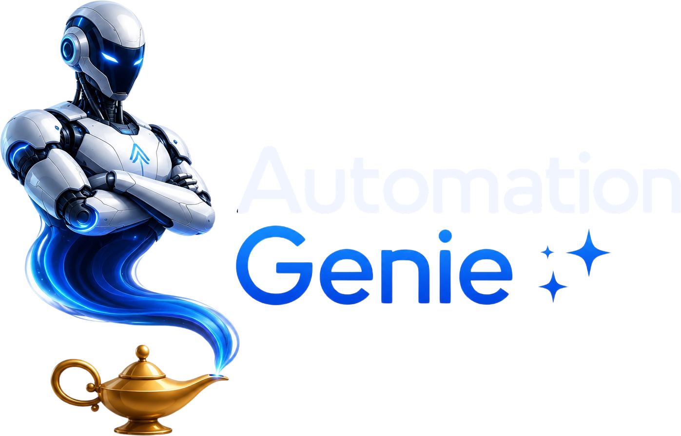 Automation Genie — robot met magische wonderlamp